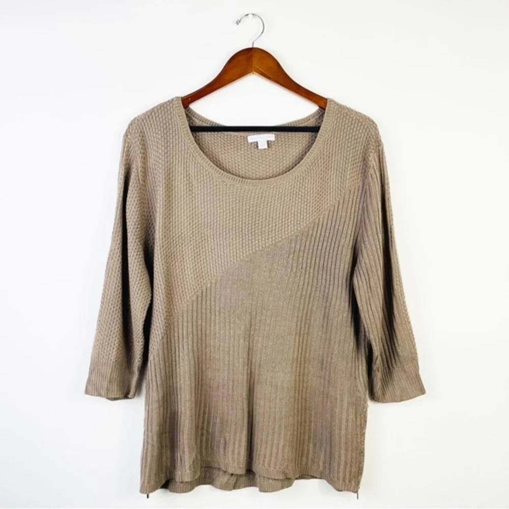 New York & Company Brown Tan Ribbed Sweater Top XL